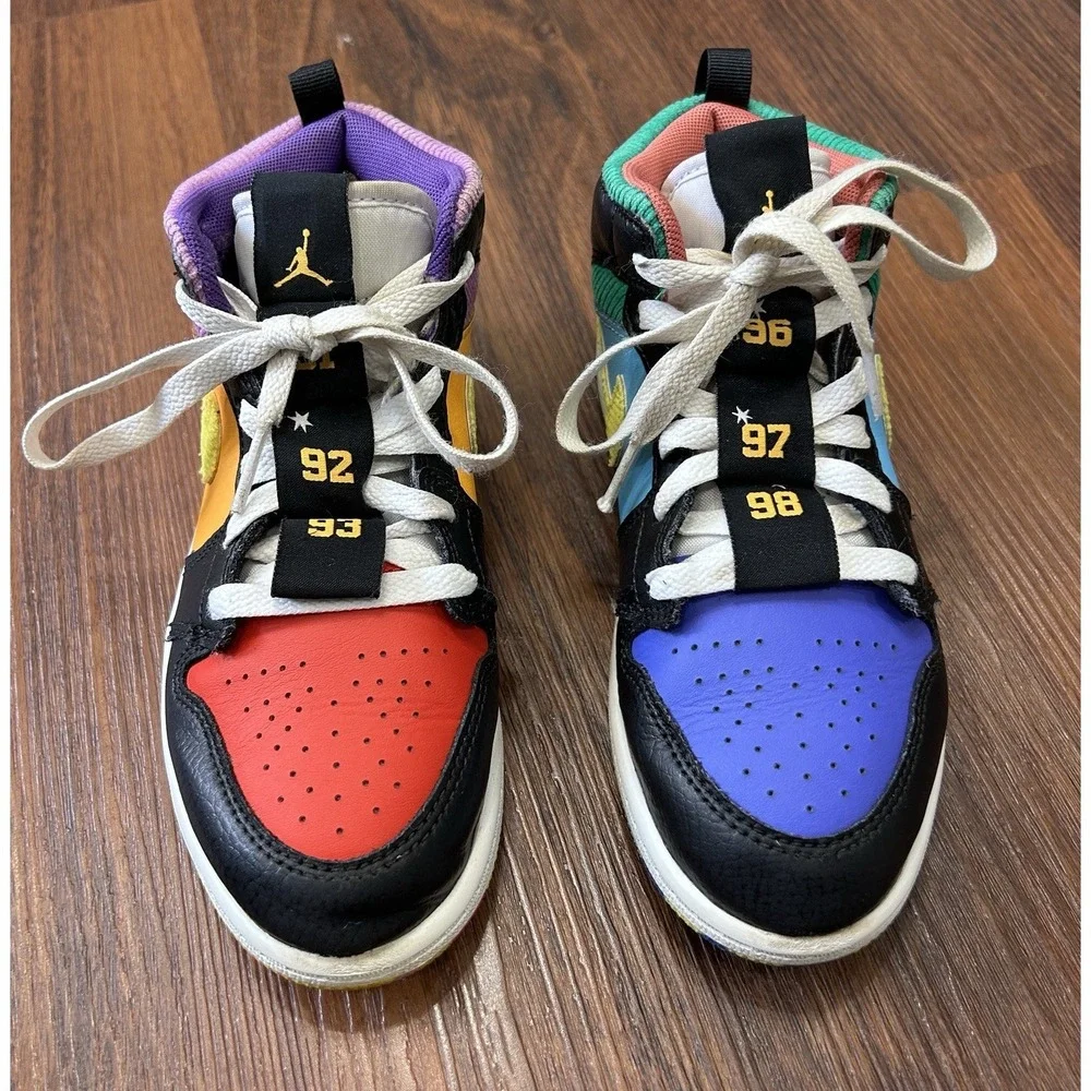 Nike Air Jordan 1 Mid FD1319-007 Unisex Kids Size 2Y Athletic Sneakers Colorful